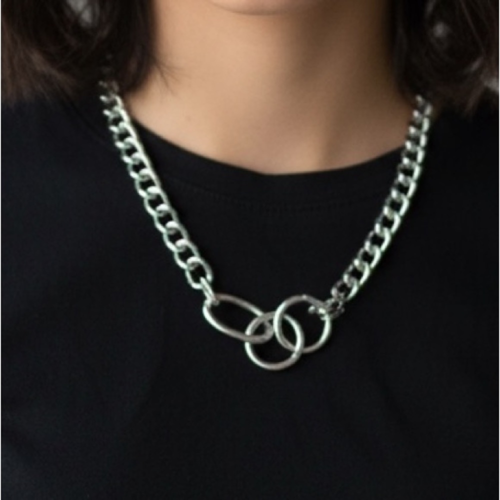 Pomina Silver Tone Chain Link Choker Necklace (BJ111)